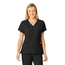 WINK W123 Women's Stylized V-Neck Scrub Top Large Black