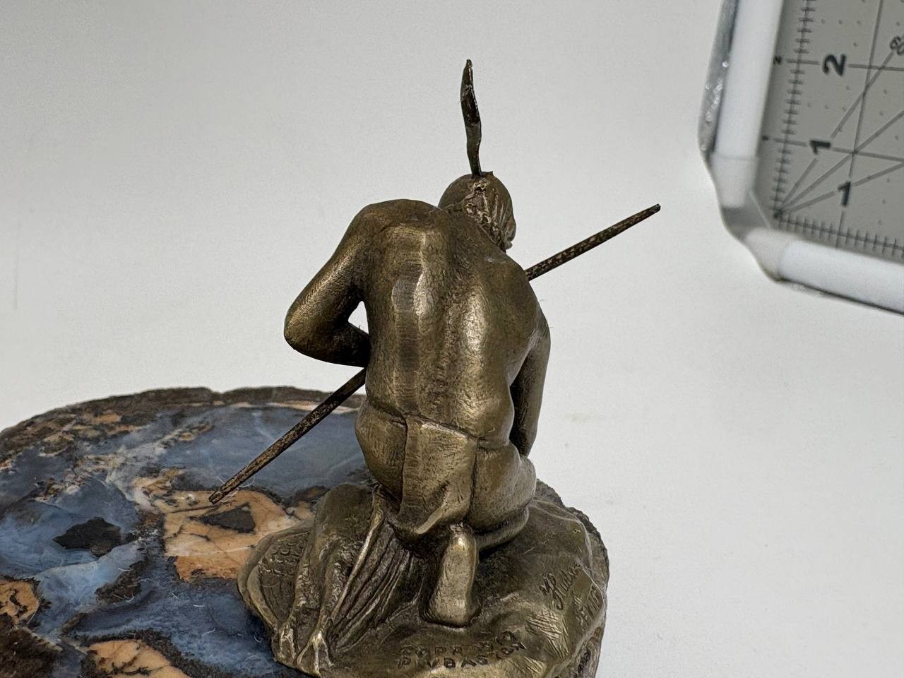 Vintage  1970 Hudson Pewter on Agate Slab Figurine