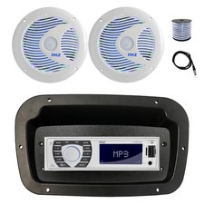 Pyle Marine Radio,Adapter,Spa Bezel,Antenna,Wire,2x 6.5'' 150W LED White Speaker