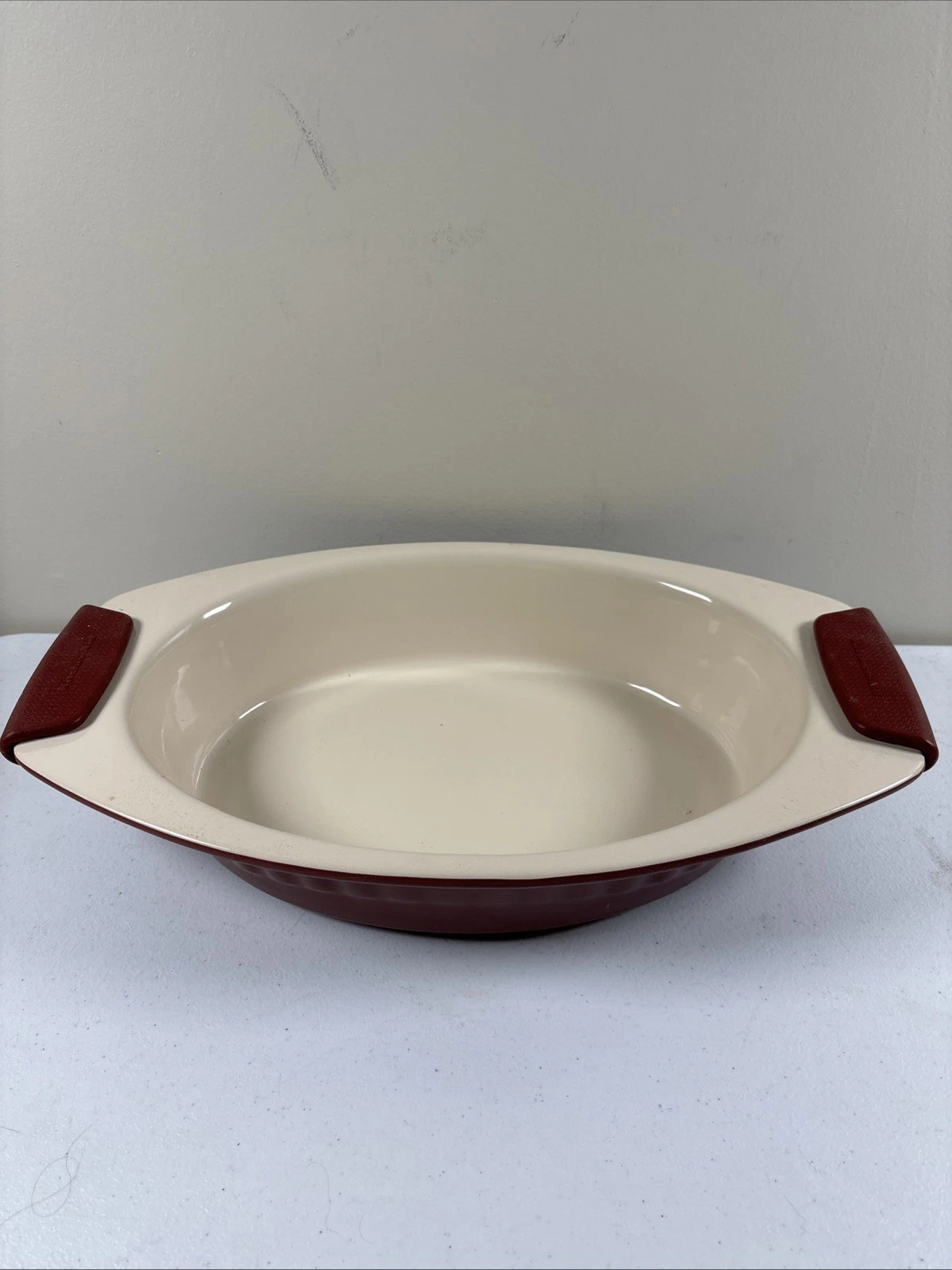 KitchenAid Red Cranberry 2 Quart Stoneware Bakeware Casserole Dish Baking Pan