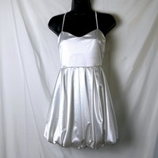 NWT Windsor Women Bubble Hem Satin Mini Dress White Size L Bachelorette Bridal