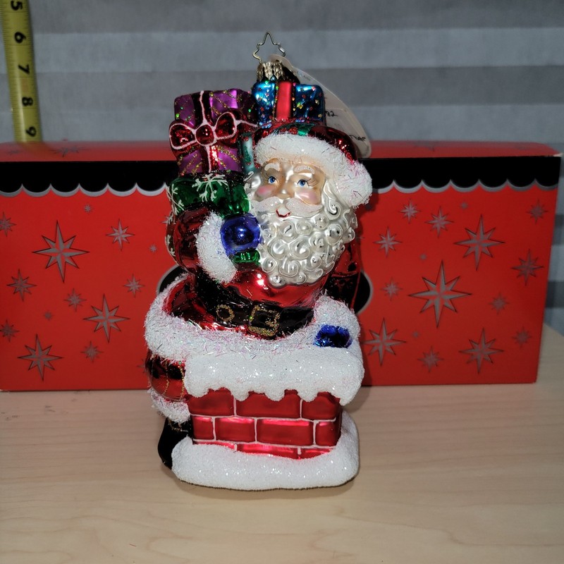 Christopher Radko Glass Christmas Ornament Roof Top Gift Drop New 1014082