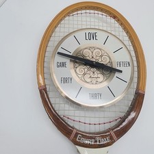 Vintage Tennis Racket Wall Clock Court Time W...