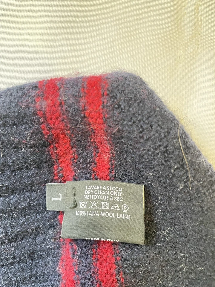 Y9# Gucci 100% Lana Gorro Azul Marino Rojo Rayas Hecho en Italia Talla L Unisex Foto 2 de 4
