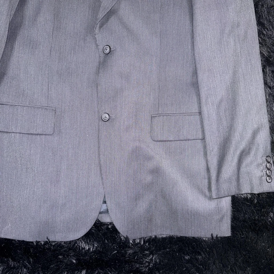 Perry Ellis Suit Mens 44R 34x32 Gray 2 Piece Jacket Pants Dress Business Office - Image 4 of 4