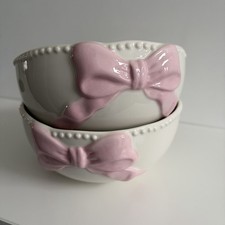 Pink Bow Coquette Cereal Bowl Set Of 2 Soup Bowl Mum Mothers Day Gift Ceramic