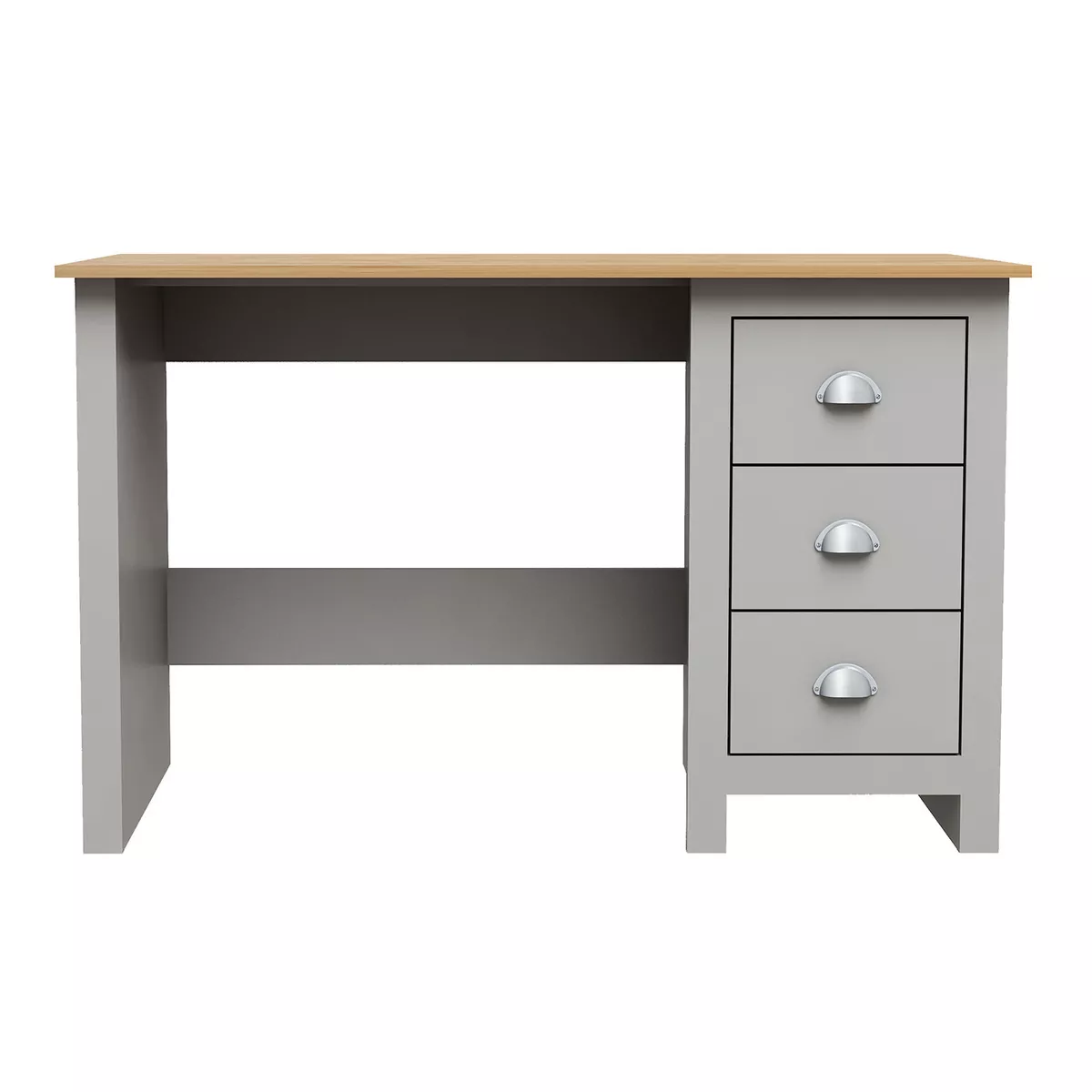 The Range Lexington 3 Drawer Desk Paper Particle Board Grey 119x75