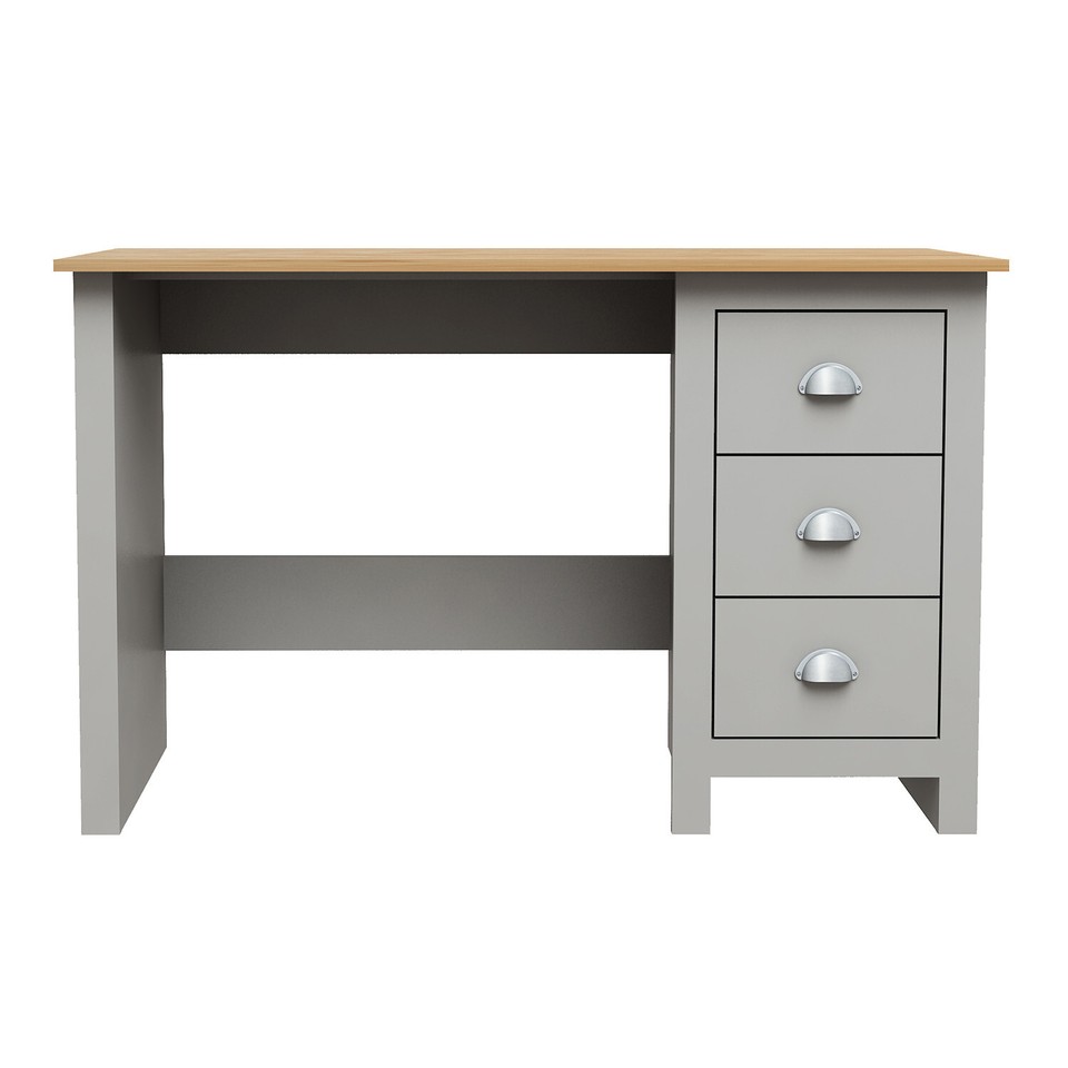 The Range Lexington 3 Drawer Desk Paper Particle Board Grey 119x75.1cm