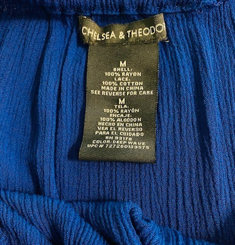 Camicetta Chelsea & Theodore blu royal tunica top spalle scoperte taglia M manica pizzo - Foto 4 di 7
