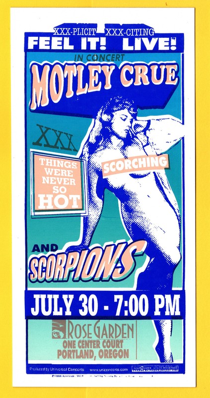 MotLeY Crue ScorpionS Mark ArminSki RoSe Garden PortLand OR. 1999 HandbiLL