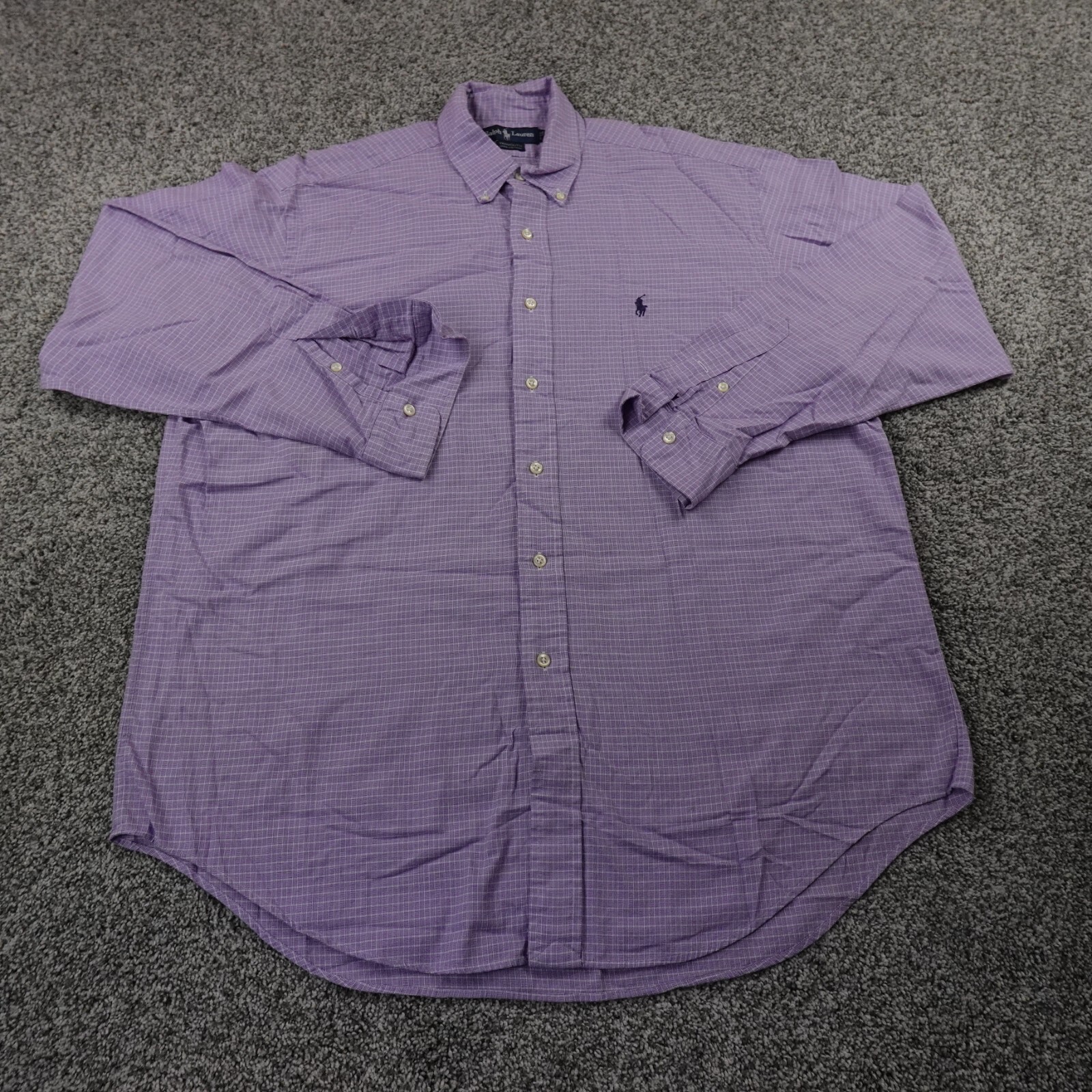 Camicia vintage Ralph Lauren uomo L 16 5 35 viola pony bottoni Yarmouth preppy anni 90