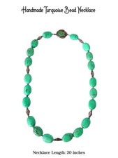 Turquoise Beaded Necklace - Turquoise Necklace Sterling Silver - Handmade