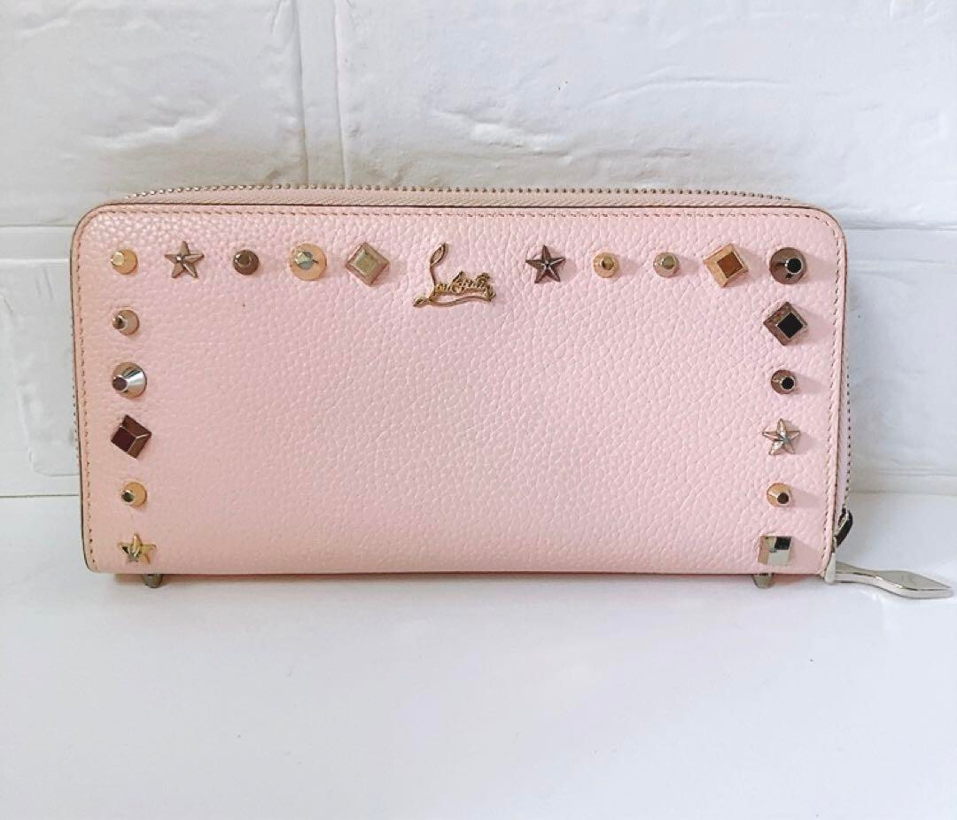 Christian Louboutin Women's Leather Long Wallet Pink authentic NM