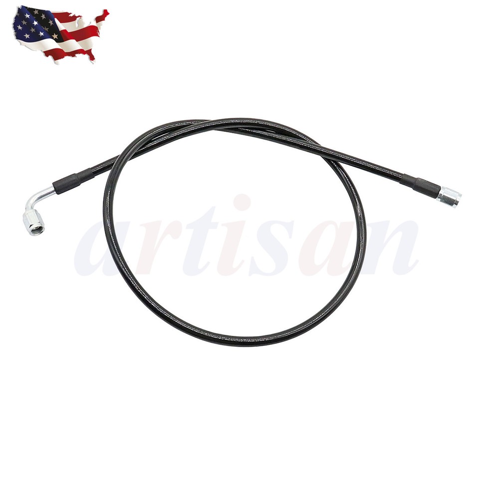 Turbo Oil Feed Line – 42" Black PTFE Steel Braided -4AN (Straight X 90°) – Made In USA