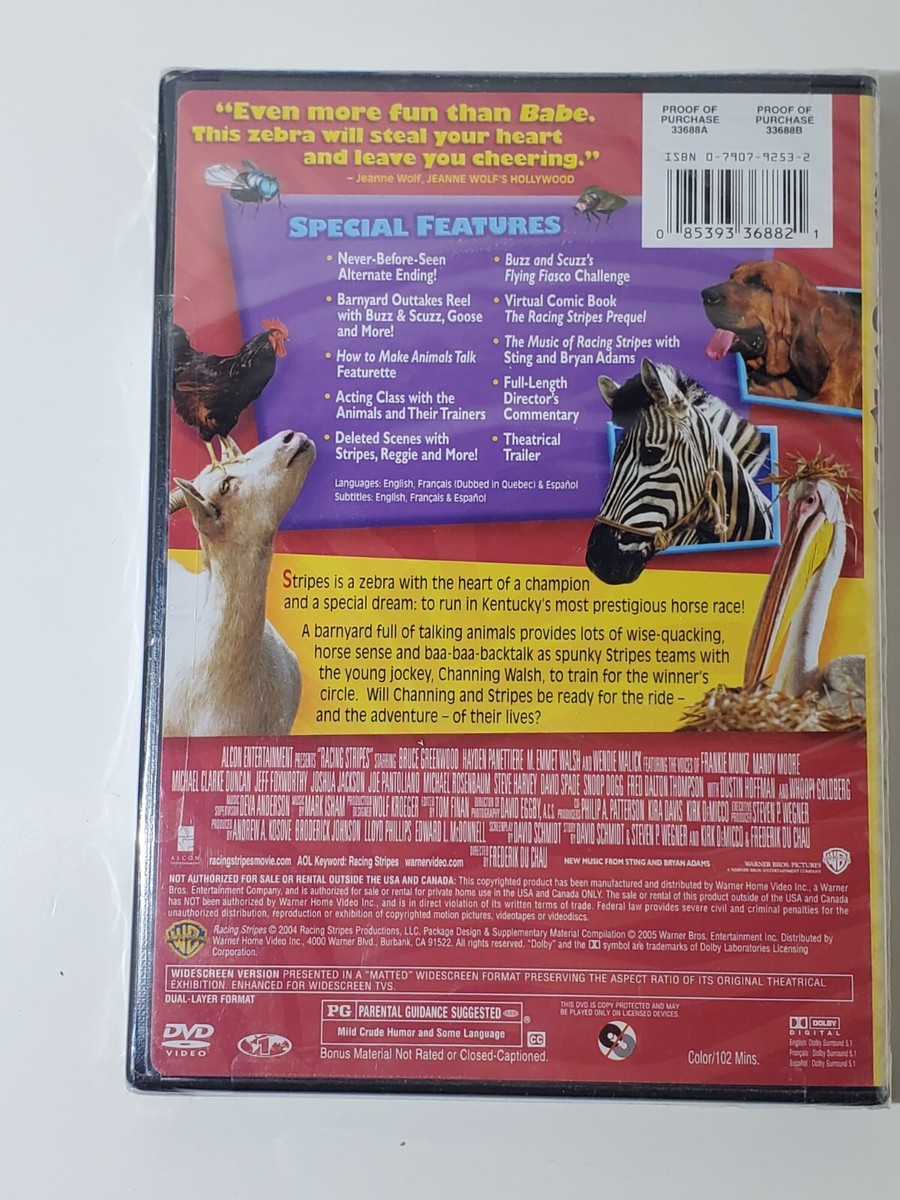 Racing Stripes On DVD Children's Movie Zebra Racehorse New