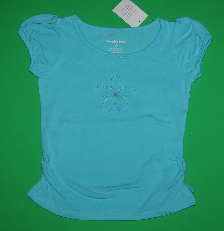 4 NWT Pumpkin Patch Bahama Blue Flower SHIRT Top Girls