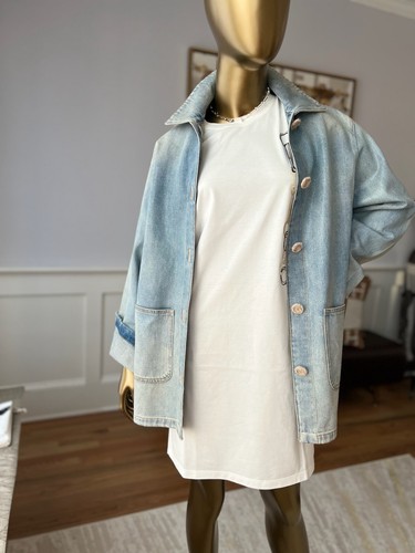 Chanel 24K Water-Repellent Coated Long Oversized Denim Jacket Light Blue Size 34 - 第 22/24 張圖片