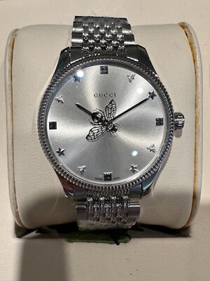 New Gucci G-Timeless Silver Dial Stainless Steel Women's Watch YA1264153
