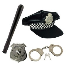 Police Hat Set Fancy Dress Costume Accessory Handcuffs Halloween Cosplay Set