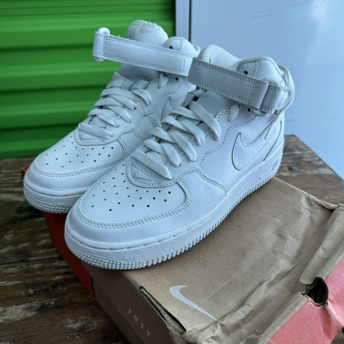 Vintage Nike Air Force 1 Mid AF1 New In Box White On White Mid Top