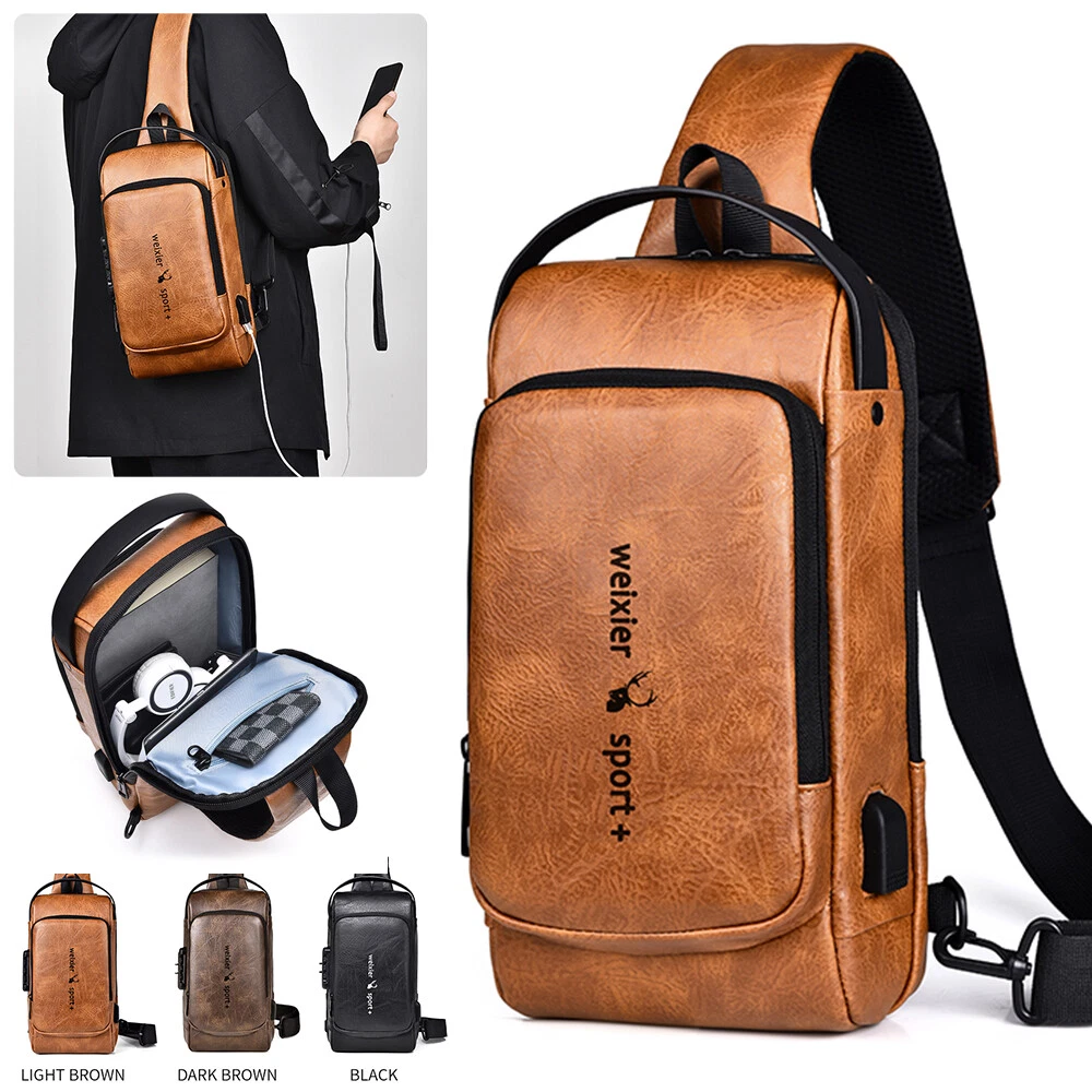 Mens cross clearance chest leather bag