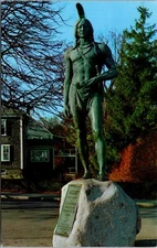 Indian Chief Massasoit Statue Plymouth Massachusetts Postcard
