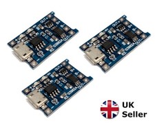 3-Pack TP4056 LiPo Battery Charger Modules - Micro USB Input