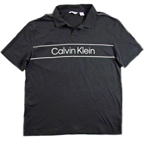 Calvin Klein Mens Polo Shirt M Short Sleeve Casual Pullover Spread Collar Black