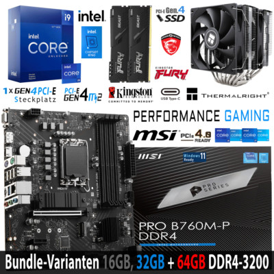 PC Bundle - Intel i9 12900KF MSI PRO B760M-P DDR4, mit 16, 32 oder 64GB DDR4 RAM