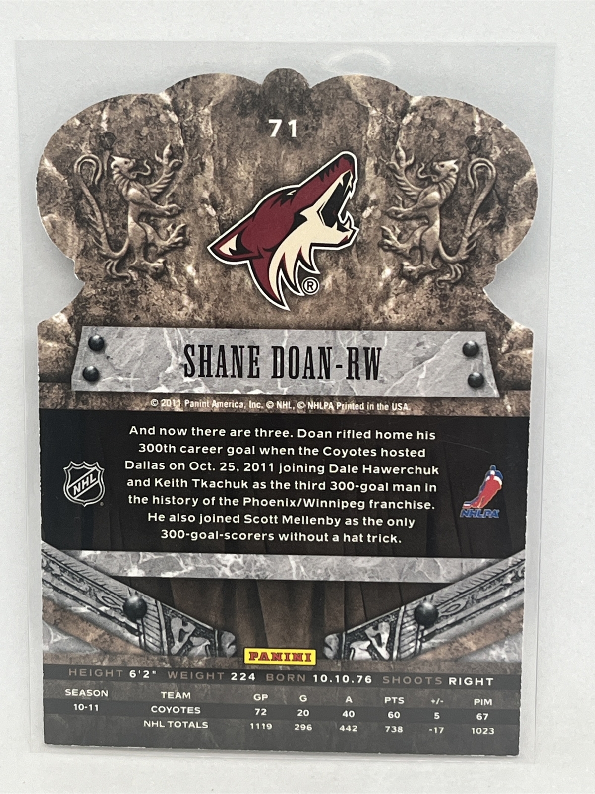 Arizona Coyotes - Shane Doan - 11/12 Crown Royale - Die Cut - #71