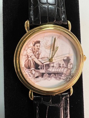 Disney Time Works Artist Drawn Walt in Train Watch New in BOX RARE LE
