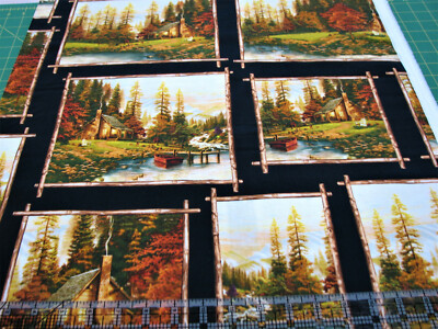 3 Yards Quilt Cotton Fabric - Benartex Thomas Kincade Peaceful Retreat Cabin Pch