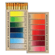Watercolor Swatches Set of 3 Large Matchboxes with Wooden Matches