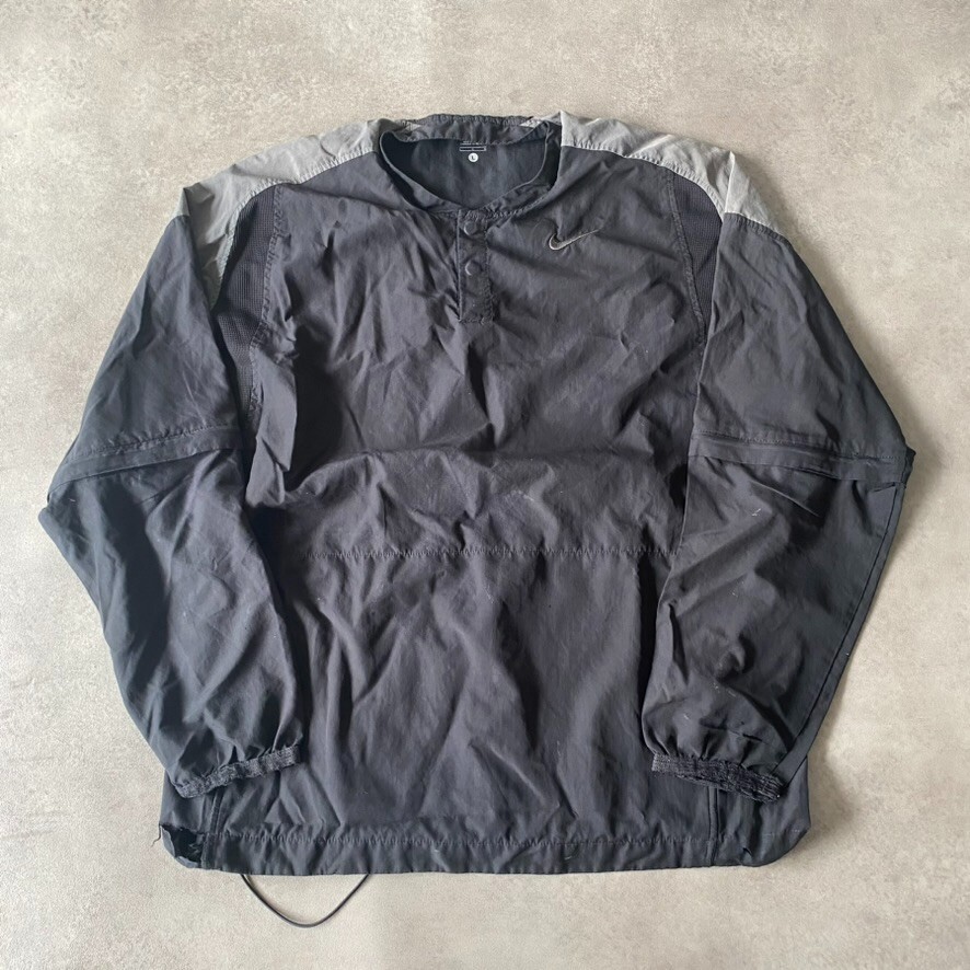 SACAI X NIKE Nike Anorak Giacca Uomo Grande Piccola Swoosh Snap Pull Over Mac Giacca a Vento Nero