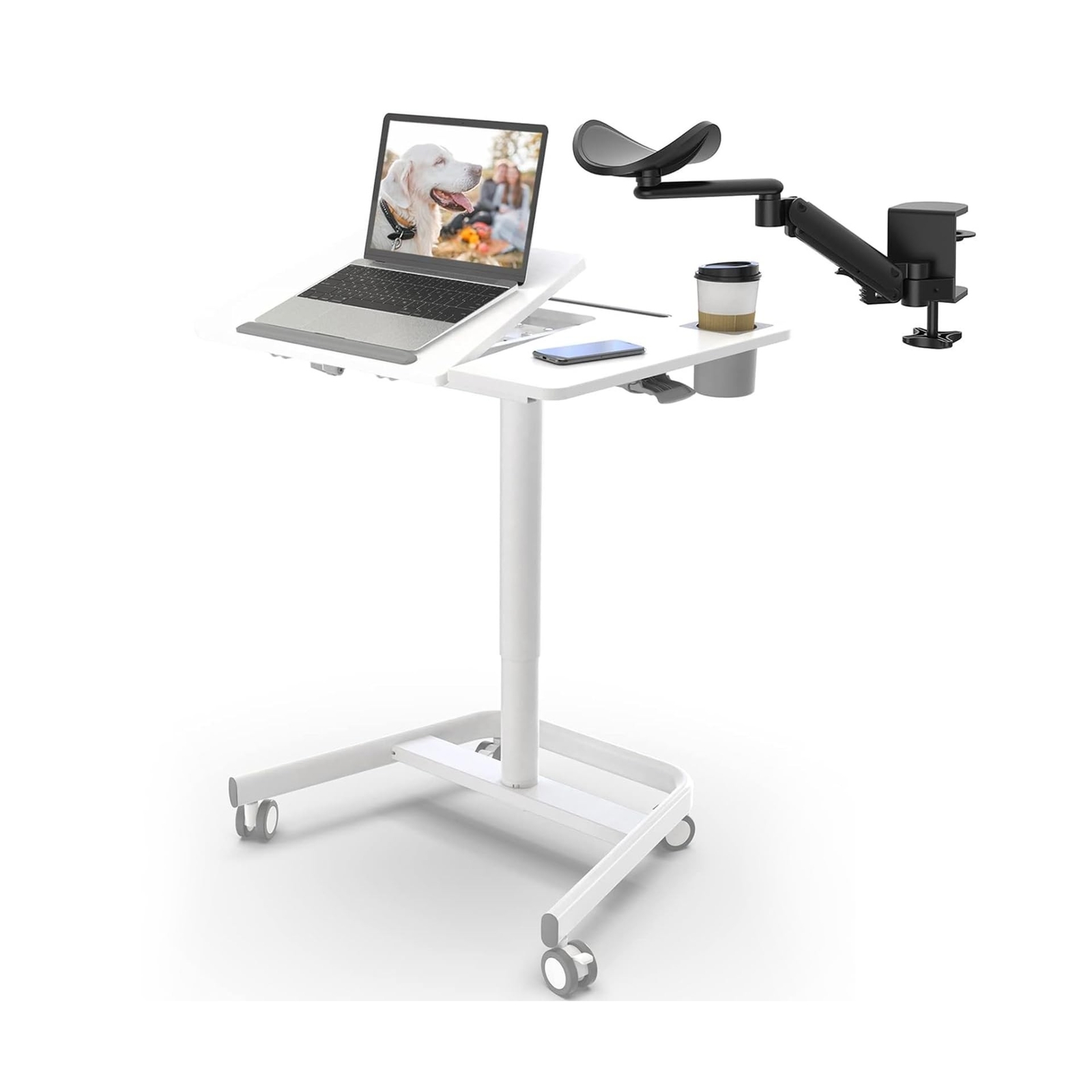JOY worker Mobile Standing Desk and Ergonomic 360°Rotating Elbow Cushion Pa-image