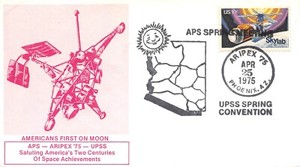 APOLLO 11 HONORED BY ARIPEX '75 - APS SPRING MEETING CACHET 10c SKYLAB SC#1529