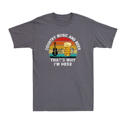 Country Music And Beer That's Why I'm Here Perfect Beer Lover Gift Men's T-Shirt - Picture 6 of 10