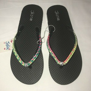 Justice Black Flip Flops Size 8 9 NEW | eBay