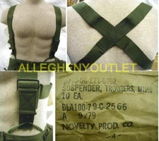 100 MILITARY M1950 OD Trouser PANT SUSPENDERS Elastic Harness Type NEW