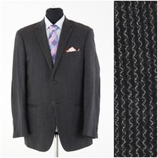 Mens FRISLID Size US 42R Striped Grey Wool Blazer Sport Coat Jacket