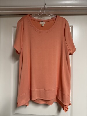 Women s Cupio 1X Orange Short Sleeve Shirt Blouse Top NWOT
