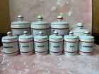 Vintage Hackefors Swedish 10 Piece Spice Canister Set Retro Orange Stripe