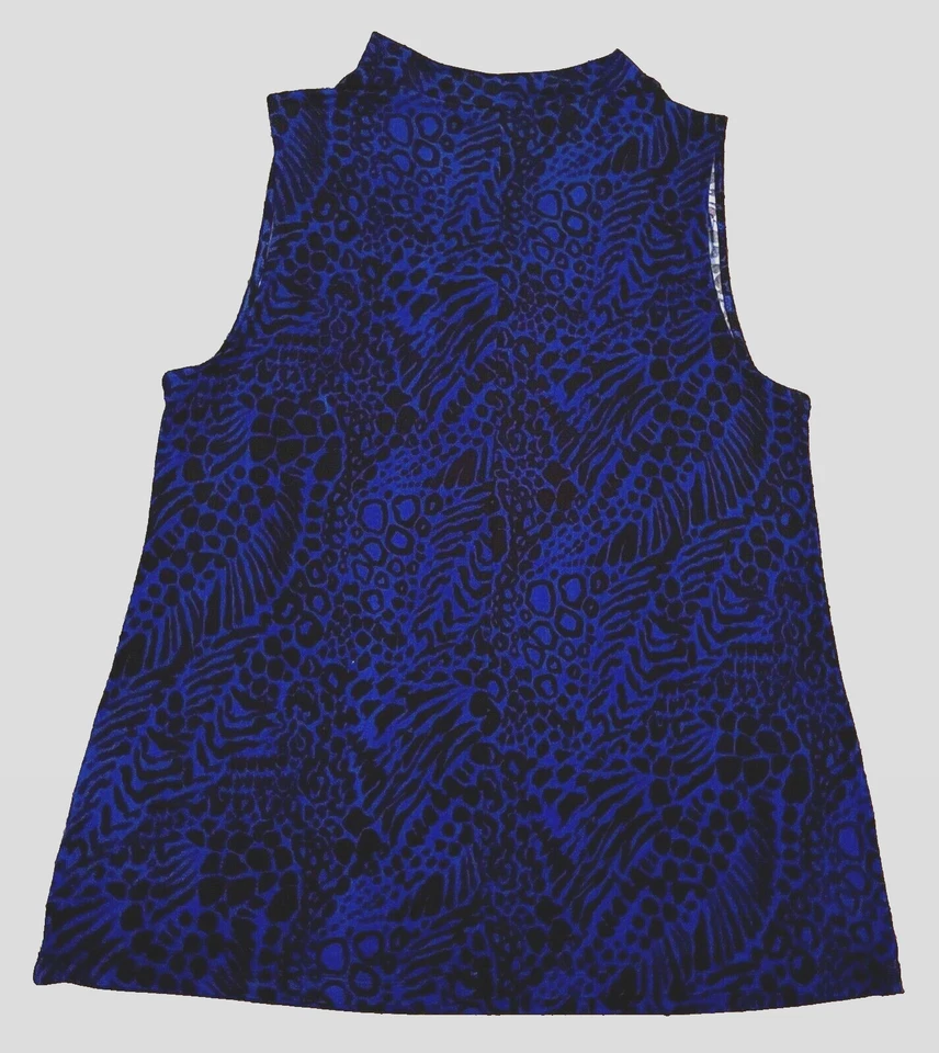 Top túnica vintage Y2K Merona XL azul y negro con estampado de animales sin mangas holgado Foto 3 de 4