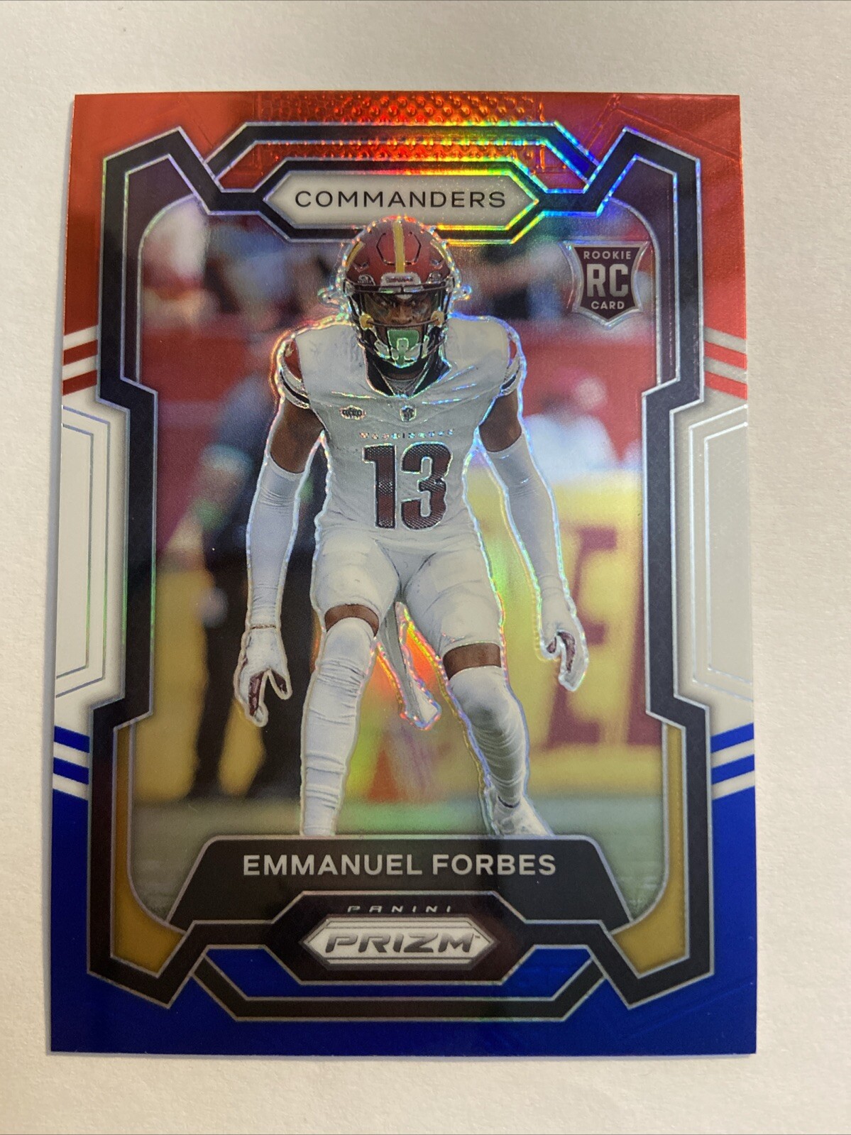 2023 Prizm Emmanuel Forbes Red White Blue Prizm RC #399 Washington Commanders