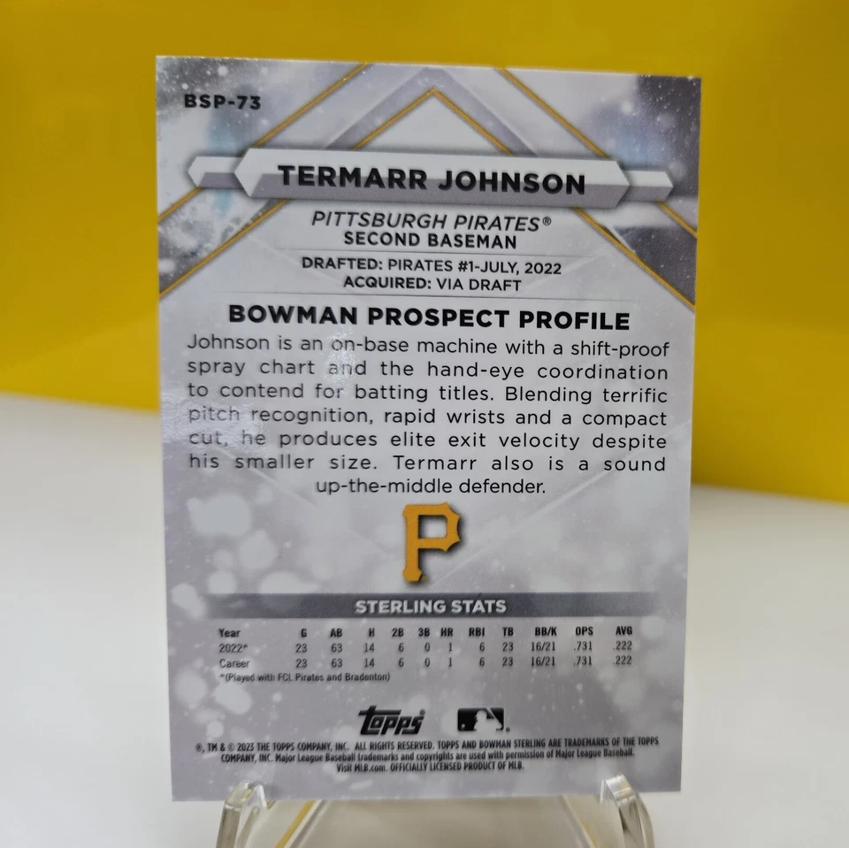 2023 Bowman Sterling Termarr Johnson Speckle Refractor /150 Pirates - Image 2 of 2