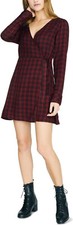 Sanctuary Womens Upbeat Faux Wrap Plaid Party Dress Red 2