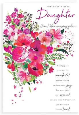 KINGFISHER Daughter Birthday Card - 6" X 9" Size