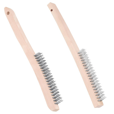2Pcs Wire Brush Set, Heavy Duty Stainless Steel and Carbon Steel Wire Scratch Br