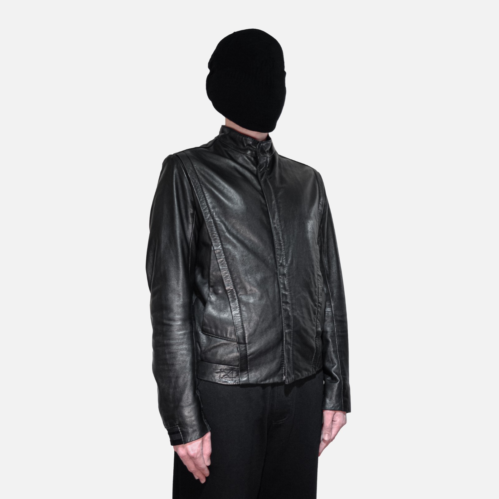 sample adidas slvr lamb leather biker jacket M RARE AVANT GARDE GENUINE LIMITED image 2