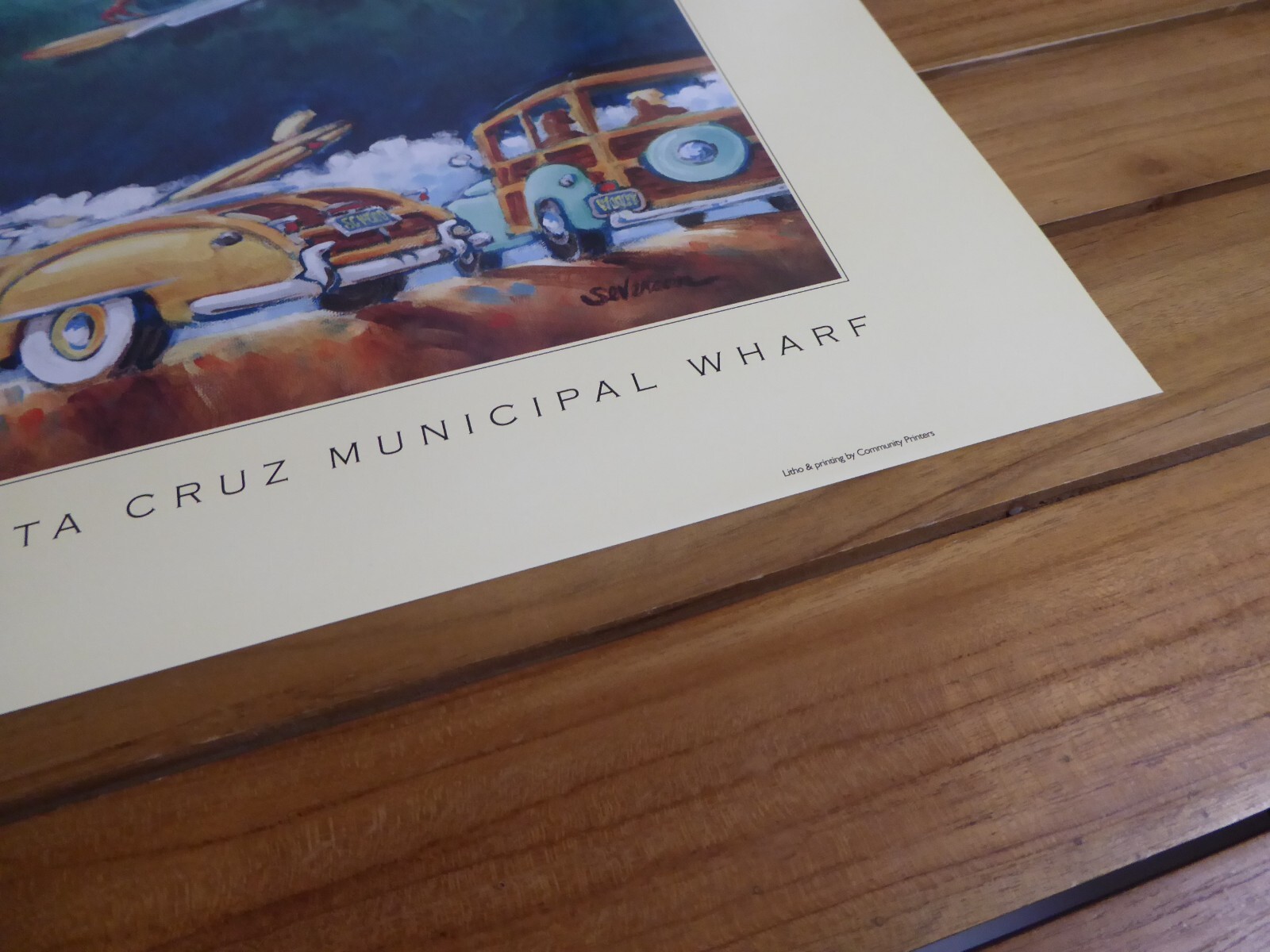 ORIGINAL JOHN SEVERSON POSTER SURF ART 2002 WOODIES ON THE WHARF SANTA CRUZ